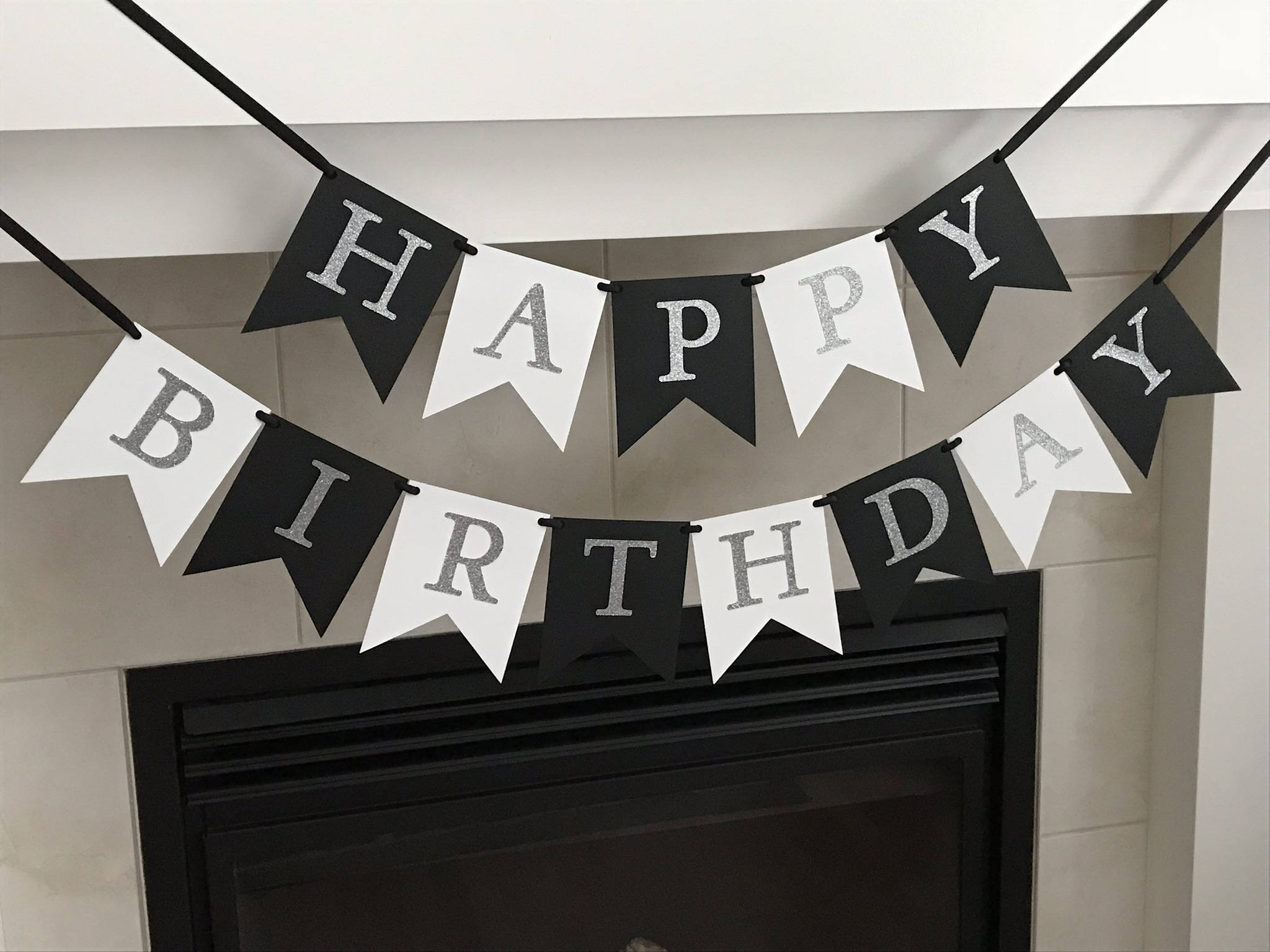 Striscione Compleanno Glitz Nero E Argento 2,74 M - Unique Party - Decorazioni Per Feste A Tema