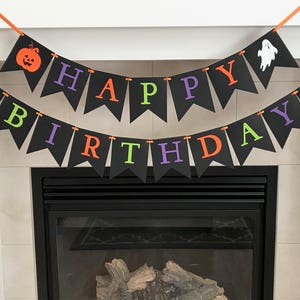 Spooky Birthday Banner, Halloween Birthday Banner, Happy Birthday Banner, Ghosts, Jack O Lanterns, Birthday Party Decoration, Photo Prop