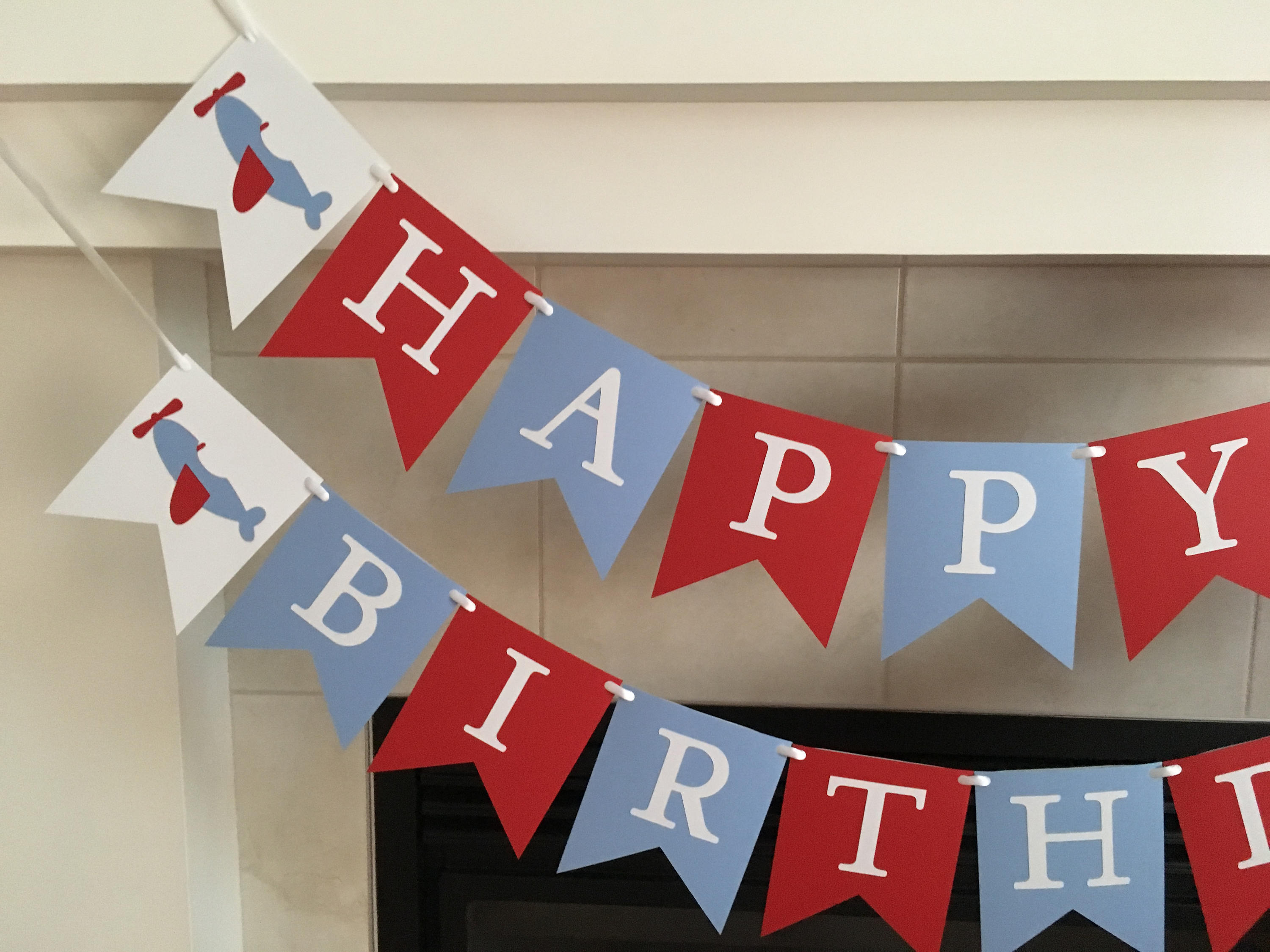 Airplane Birthday Banner Plane Birthday Banner Red Blue | Etsy