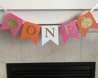 Pumpkin One Birthday Banner, One Birthday Banner, High Chair Banner, Fall Birthday Decoration, Pumpkins, First Birthday, 1st, Photo Prop