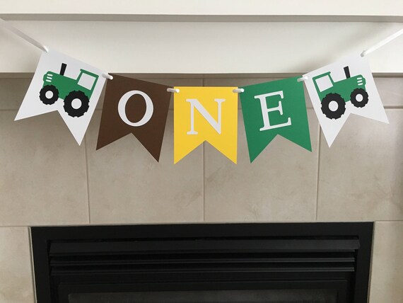 Farm Birthday Banner Tractor Birthday Banner One Birthday Etsy