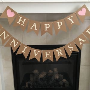 Happy Anniversary Banner, Anniversary Banner, Wedding Anniversary, Anniversary Party, Rustic Banner, Photo Prop image 1