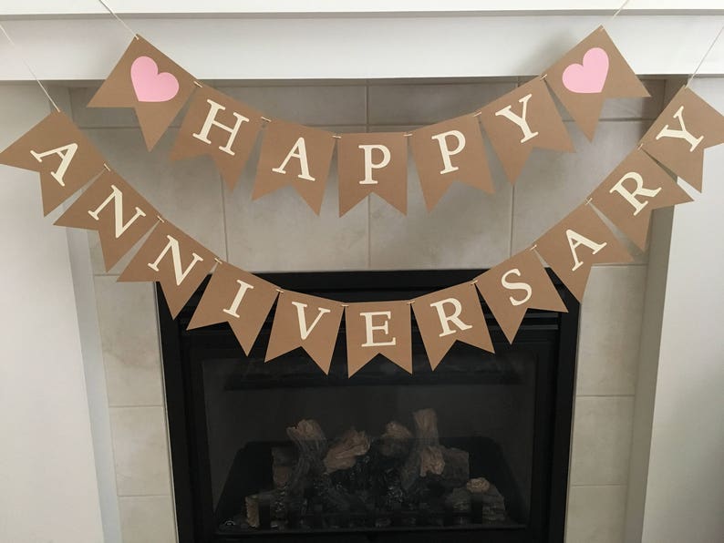 Happy Anniversary Banner, Anniversary Banner, Wedding Anniversary, Anniversary Party, Rustic Banner, Photo Prop image 1