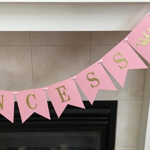 Princess Banner, Baby Shower Banner, Princess Room Decor, Pink and Gold, Crown Banner, Baby Shower Decor, Baby Girl, Photo Prop image 5