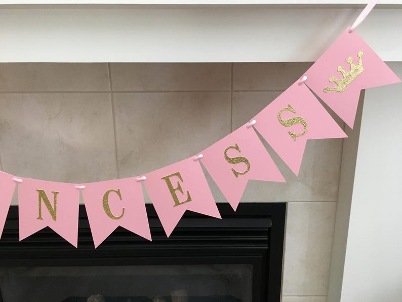 Princess Banner, Baby Shower Banner, Princess Room Decor, Pink and Gold, Crown Banner, Baby Shower Decor, Baby Girl, Photo Prop image 5