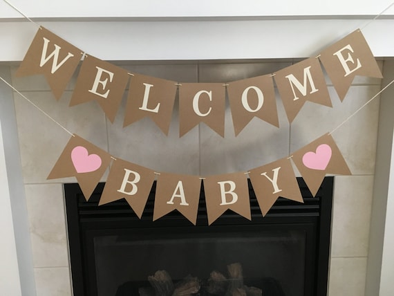 Welcome Baby Banner Baby Shower Banner Baby Sprinkle Baby Etsy
