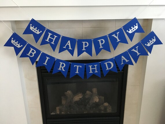 Prince Birthday Banner Happy Birthday Banner Crown Banner Etsy