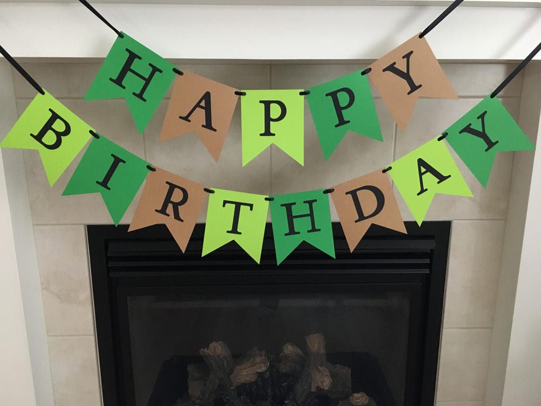 Happy Birthday Banner, Boy Birthday Banner, Birthday Decorations, Green ...