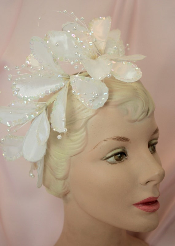 Sequins and foliages bridal headdress,vintage 80s… - image 5