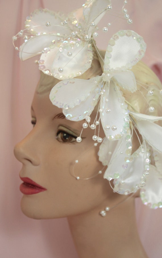 Sequins and foliages bridal headdress,vintage 80s… - image 3