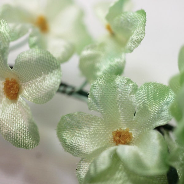 Vintage flowers Headpiece,Long green floral garnish,Antique 70s flowers,Headpiece making,antique millinery,Flower crown,Floral green Tiara