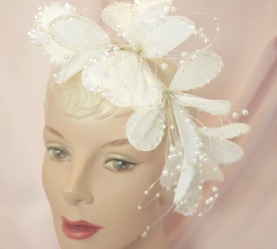 Sequins and foliages bridal headdress,vintage 80s… - image 1
