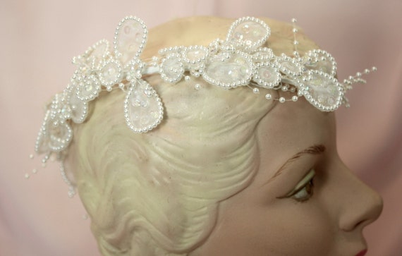 Vintage 80s headpiece wedding,Crown for brides,Br… - image 3