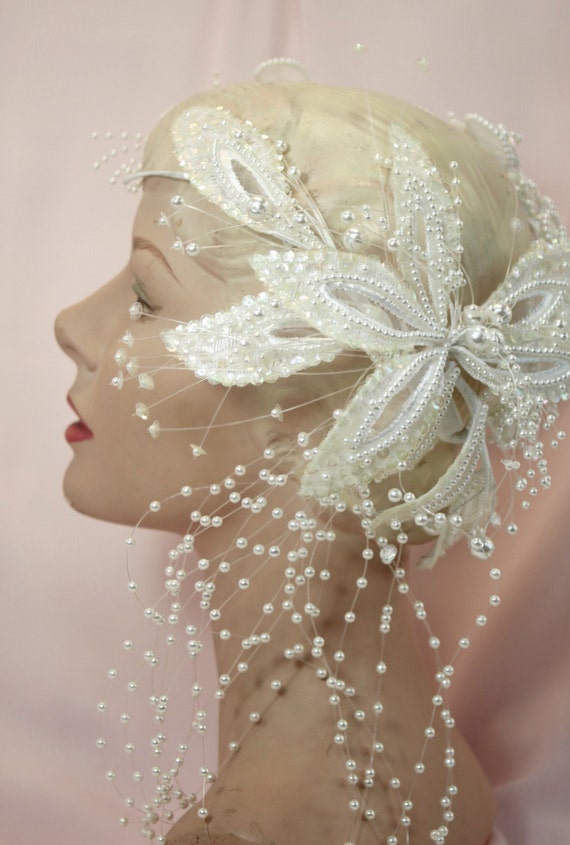 Vintage 80s headpiece wedding,Crown for brides,Br… - image 1