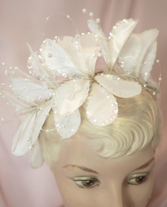 Sequins and foliages bridal headdress,vintage 80s… - image 4
