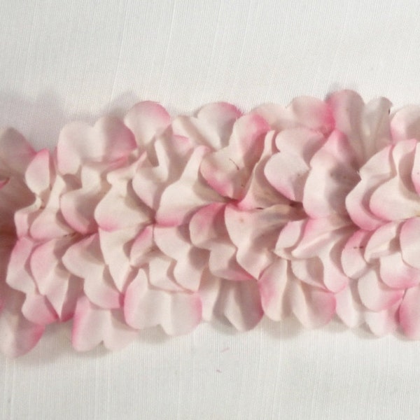 Huge pink applique,long antique40s braid,millinery trims,vintage petals braid,antique long braid of frous-frous,needles works trims,petal