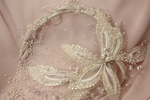 Vintage 80s headpiece wedding,Crown for brides,Br… - image 4