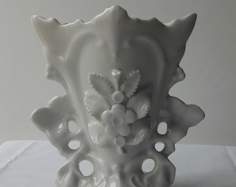 Französische Tulpe Vase alte Paris Porzellan und weiße Glasur geprägt Marken und Zahlen 989 seltene China Keramik - kein Hersteller Mark