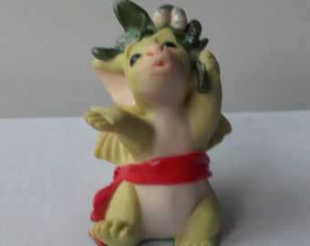 &quot;Vintage Handgemacht &quot;&quot;Unter der Mistel&quot;&quot; Wunderliche Welt der Pocket Dragons 1999 im Ruhestand - Real Musgrave - Highly Collectorable Figure Figurine.&quot;