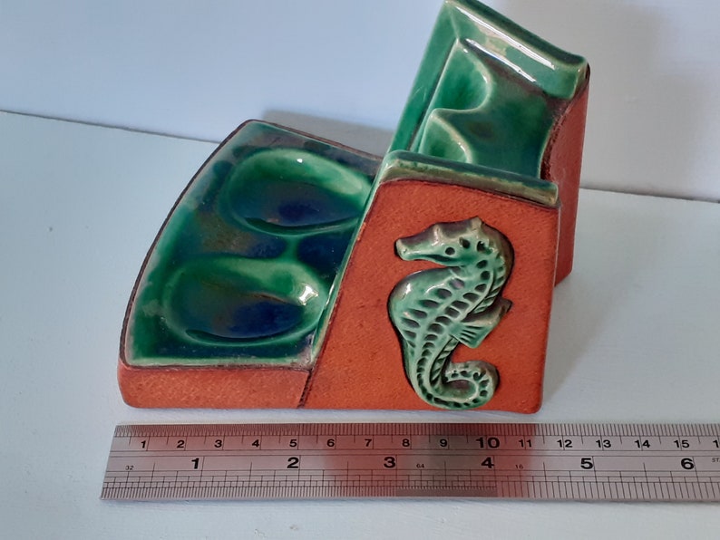 Art Deco Pipe Stand Ceramic and Leather Green Seahorse Etsy