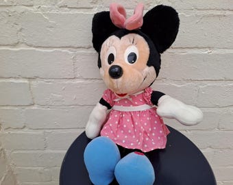 Vintage Playskool Pink Polka Dot Minnie Mouse Disney Stuffed Plush Doll Toy.