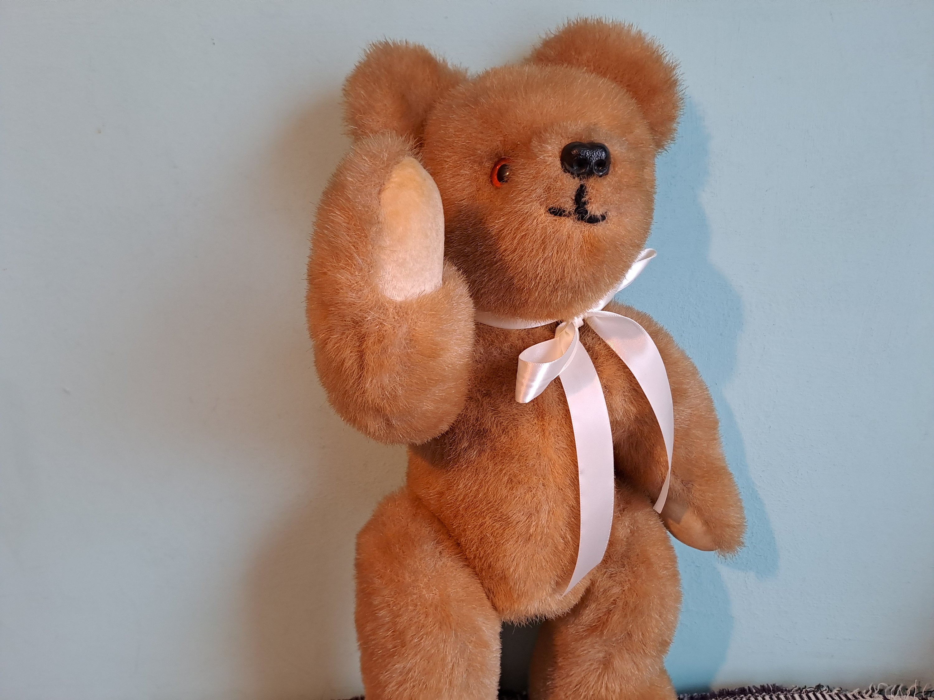 Large Vintage Jointed Artist Man Cave Teddy Bear Fuzzy Stuffed