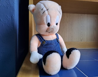 Dakin Porky Pig Vinyl Doll 1970 w Tag/ Vintage Warner Bros Looney