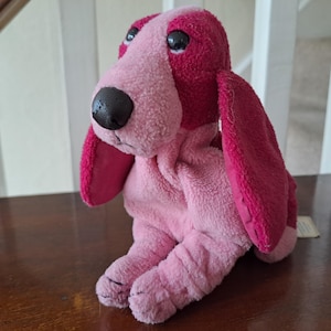 Applause Hush Puppies Pink Puppy Dog Original Beanie Teddy - Cute Vintage Plush Collectors Toy.