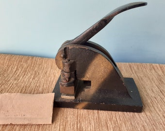 Antique Cast Iron Stamp Paper Embossing Press - Battersea London is the plate