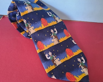 Wallace and Gromit and Rocket Neck Tie - Blue / Orange Cartoon Vintage Aardman Animations by Marks and Spencer