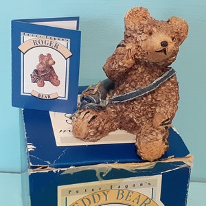 Roger Colour Box Teddy Bear Peter Fagan 1990 Figure, Figurine, Ornament with leaflet and box.