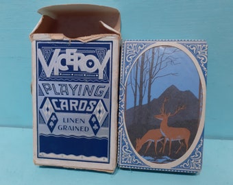 Vintage Sealed Viceroy Pack Playing Card Box Game Linen Grained by Chas Goodall & Son Ltd London.