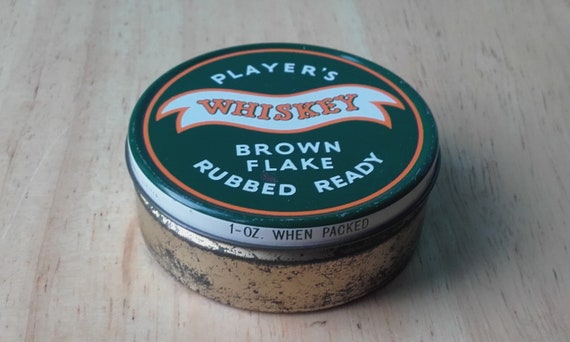 1 oz tobacco tin Player's Whiskey Brown Flaked Rubbed Ready 1 Oz Tobacco Tin - Cute Dinky  Vintage Collectable Empty Storage Container