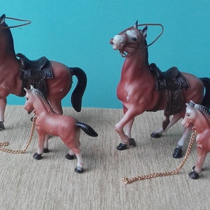 Pair of Souvenir Ponies and Foals - 1960s Holiday Souvenir Gifts - Plastic Horses