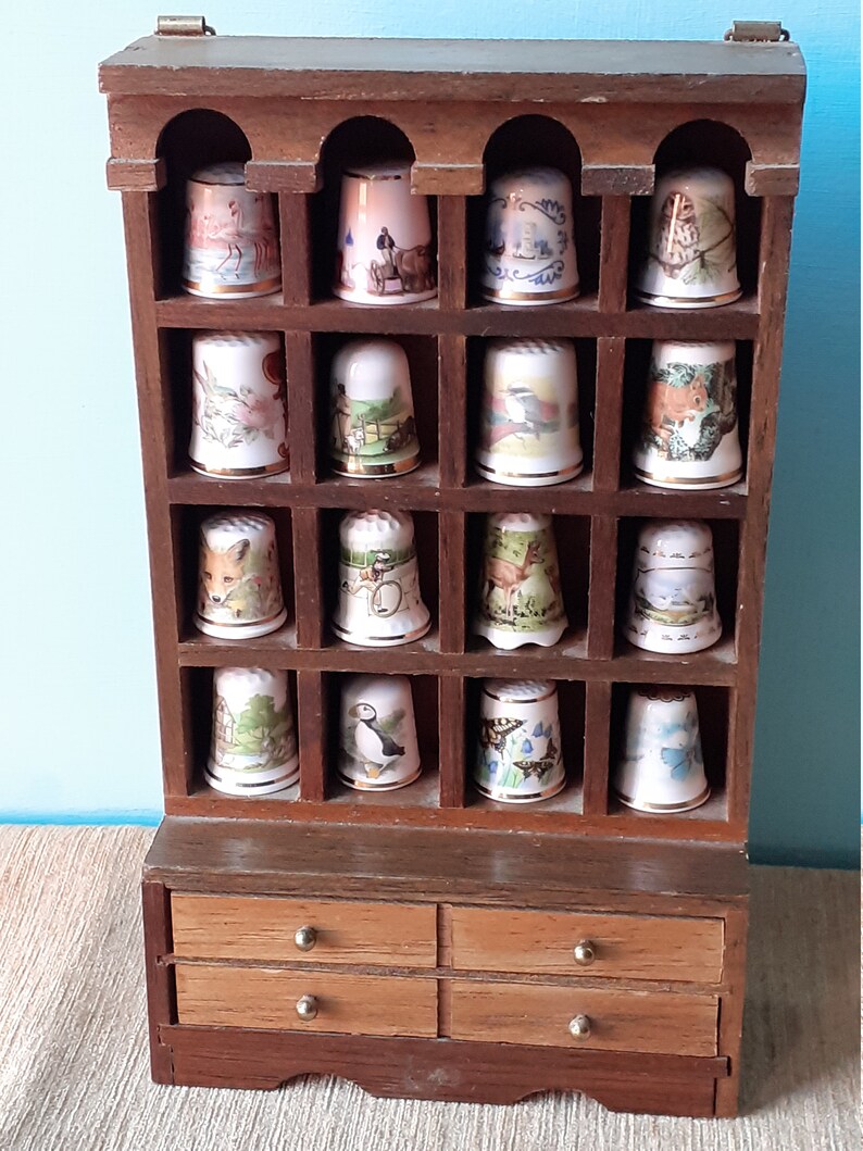 Thimble Display Showcase Holder & Collection of 16 Etsy