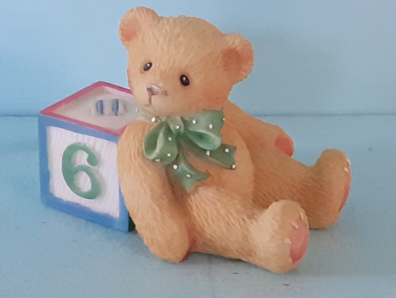 Rare Cherished Teddies Bear With Building Brick Number 6 1997 P