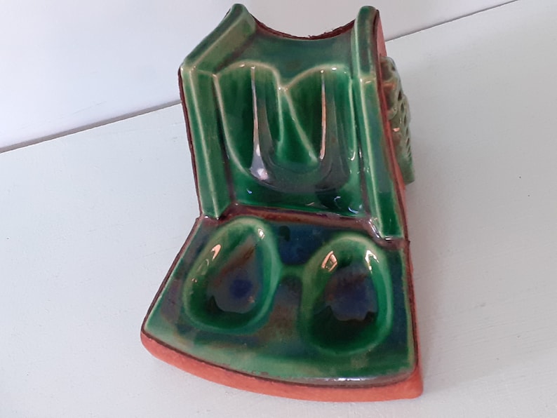 Art Deco Pipe Stand Ceramic and Leather Green Seahorse Etsy