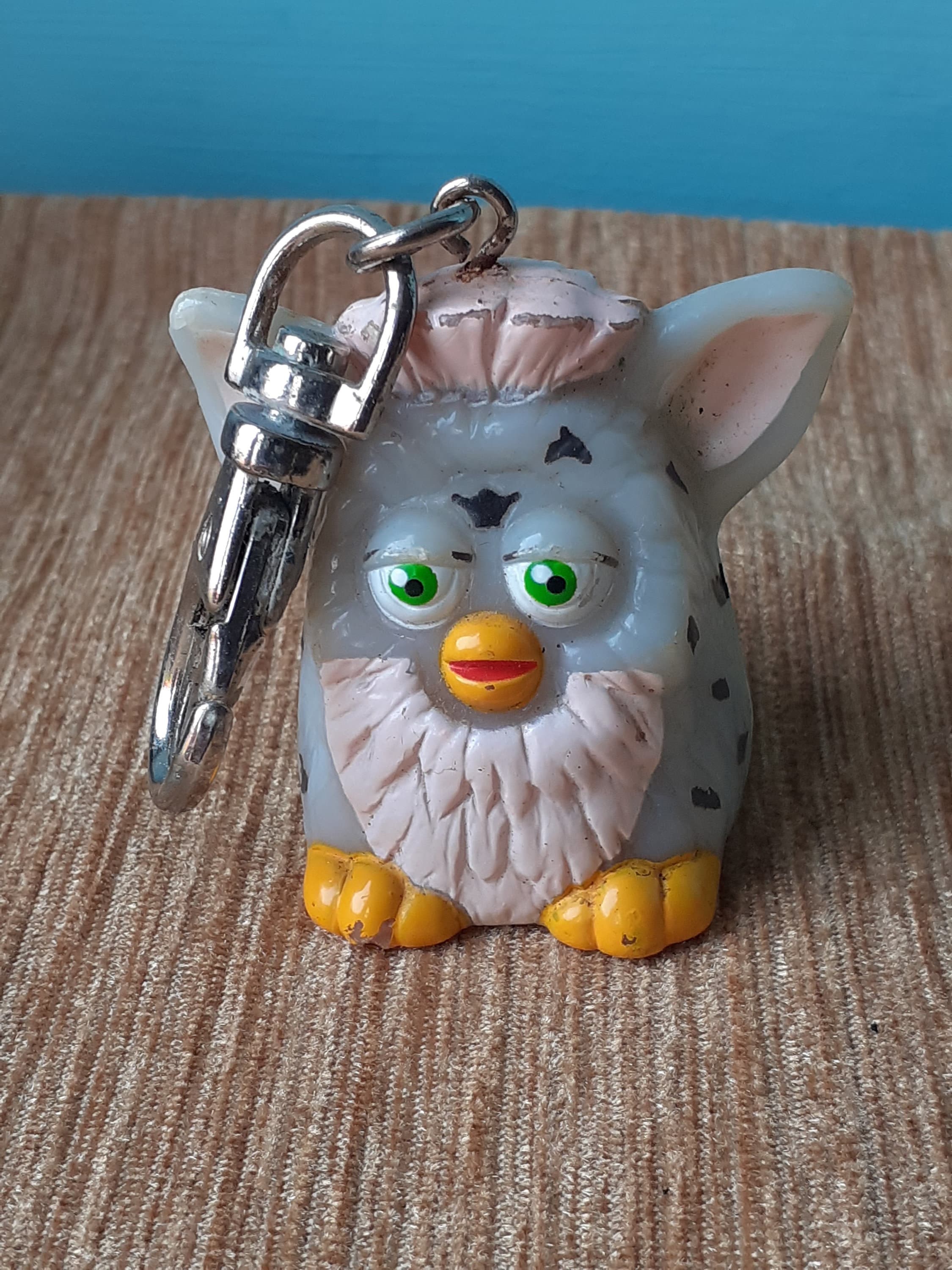Furby Keyring Hard Plastic Vintage Key Fob Chain Clip Toy 1980s