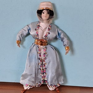 Vintage 1960s Handmade Middle Eastern Traditional Dress Collectable Souvenir Doll Figure
