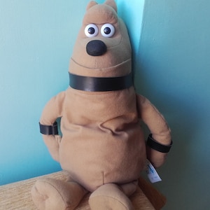 Wallace and Gromit Vintage Preston the Dog Stuffed Cuddly Soft Toy with Beanie Bottom. 1989. Made by Born to Play TM Plush Clean Condition image 1