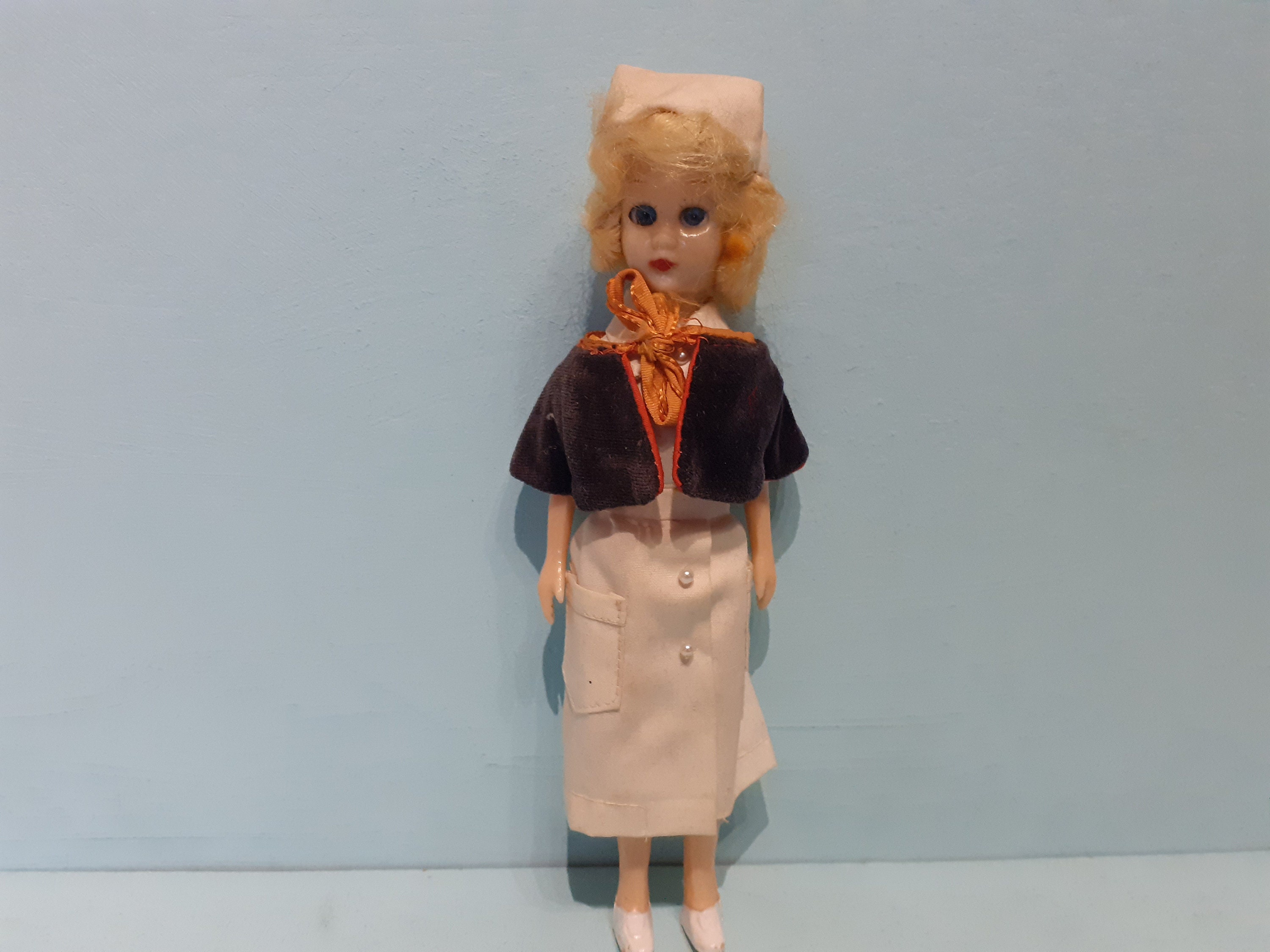 Blonde Nurse, Midwife Collectors Traditional Costume Dolly Model Vintage Collectable Doll with Sleep Eyes 1960s