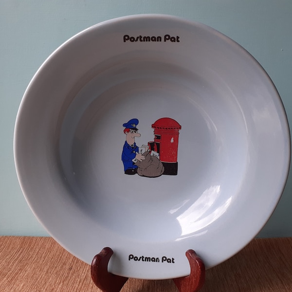 Gibson Pottery Postman Pat Bowl Dish - Blue Collectable TV Character Transfer Large Plate.