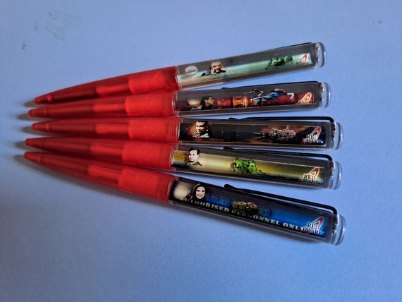 Red Dwarf Gravity Biro Pen Set - Very Rare Vintage TV Sitcom Lister, Rimmer, Cat, Kryton, Kochanski, Scutter, Starbug.