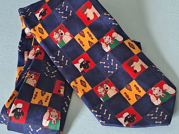 Wallace and Gromit and Shaun the Sheep Neck Tie - Red… - Gem