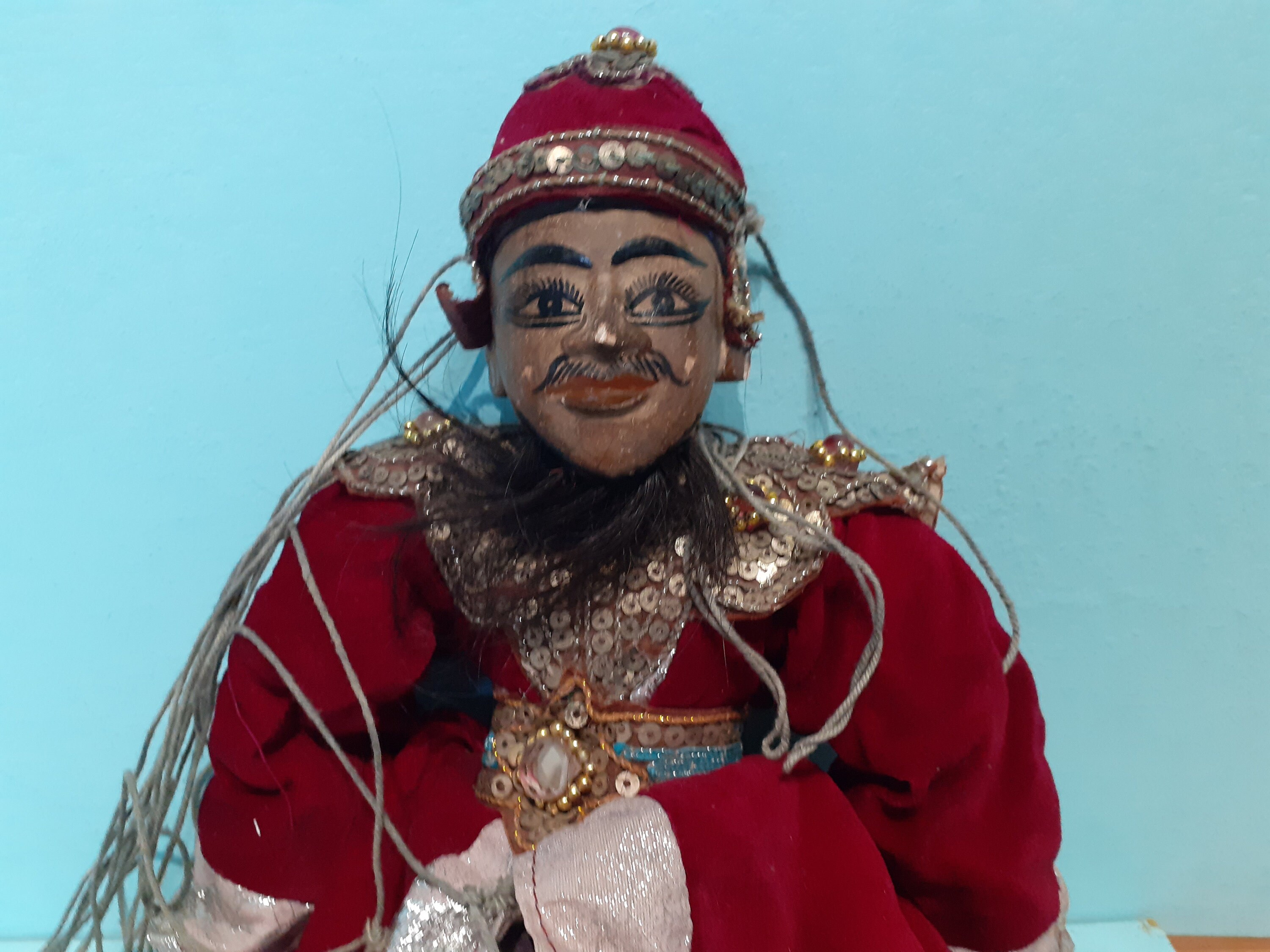 Antique Asian, Oriental, Puppet Marionette in Red Velvet Costume ...