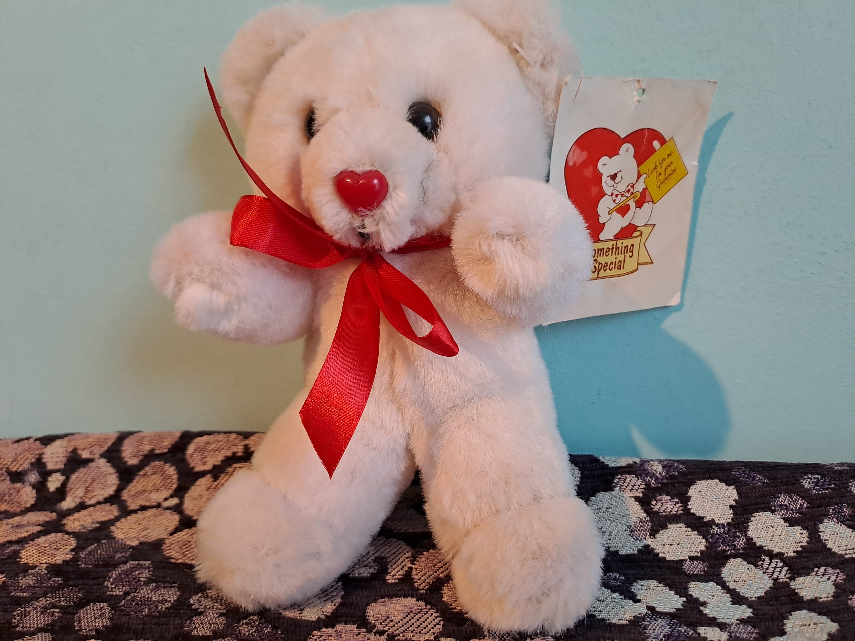 80s Baby Polar Bear Love Heart Nose 'something Special' Tag