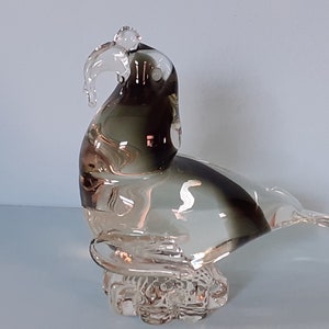Mid-Century Italian Black Brown Murano Glass Walrus / Sealion Sculpture, Italy, 1960s