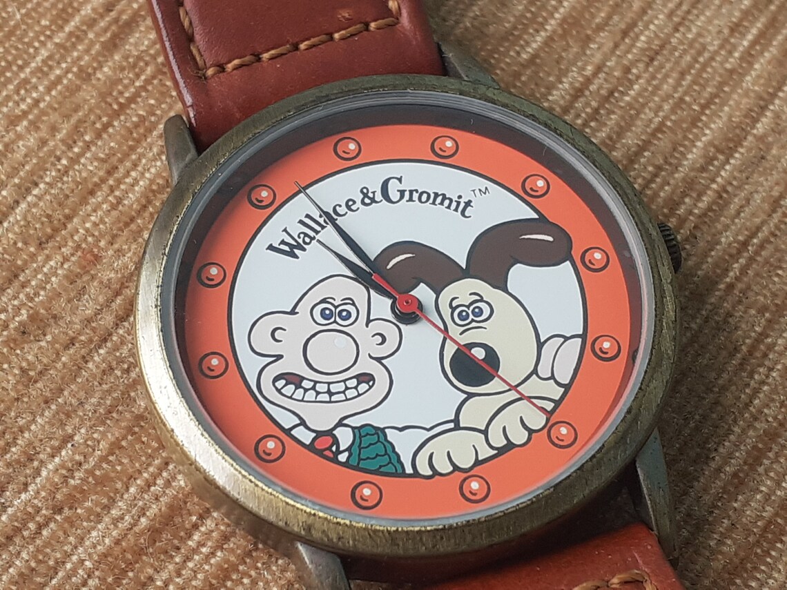 1989 Wallace and Gromit Wrist Watch Westco Real Leather Brown Etsy 1989 Wallace and Gromit Wrist Watch Westco Real Leather Brown Etsy