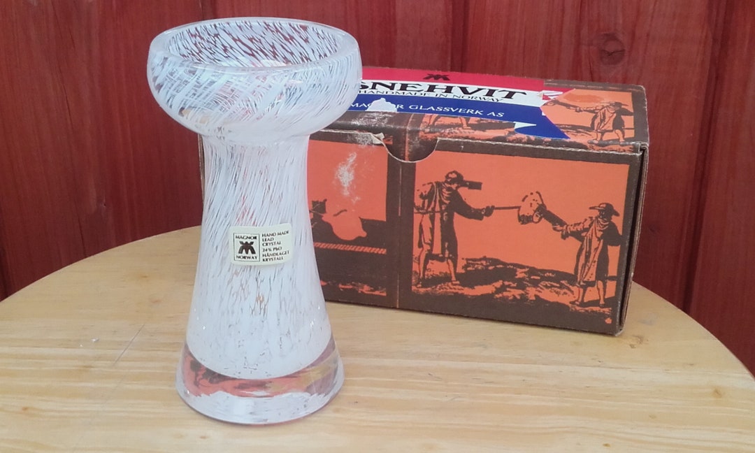 Vintage Snehvit Magnor Norway Crystal Glass Vase Clear With - Etsy