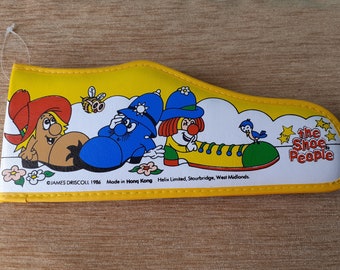 Shoe People Pencil Case and Contents - New old Stock - 1986 Vintage Cadbury&#39;s Chocolate TV Cartoon, Trampy, Sergeant Major, Pencils,
